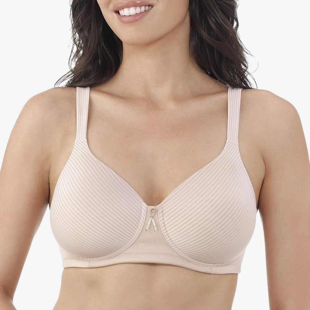 Vanity fair full coverage bra lightweight wireless comfort pin stripe print 36DD